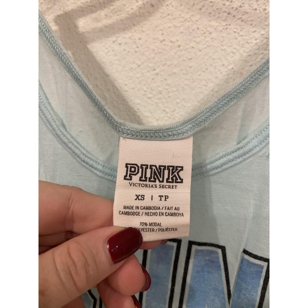 PINK Victoria's Secret Tank Top Womens XS Blue Scoop Neck Sleeveless Sun Kissed - Picture 4 of 5